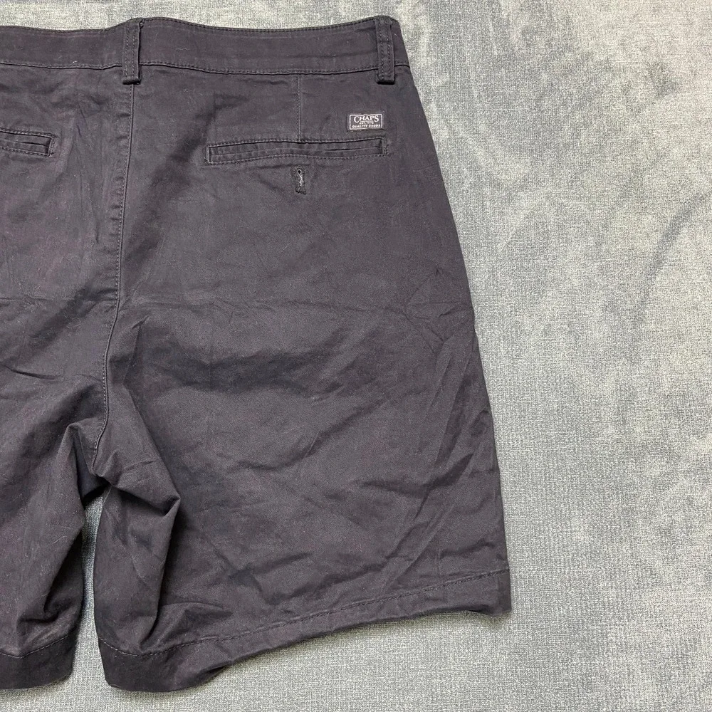 Chaps Chino Shorts Mens 34 Blue Cotton Stretch Twill High Rise Flat Front Casual